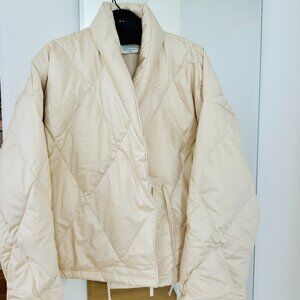 Scandia Home Quilted Cotton Wrap Jacket, Size M, Cream color